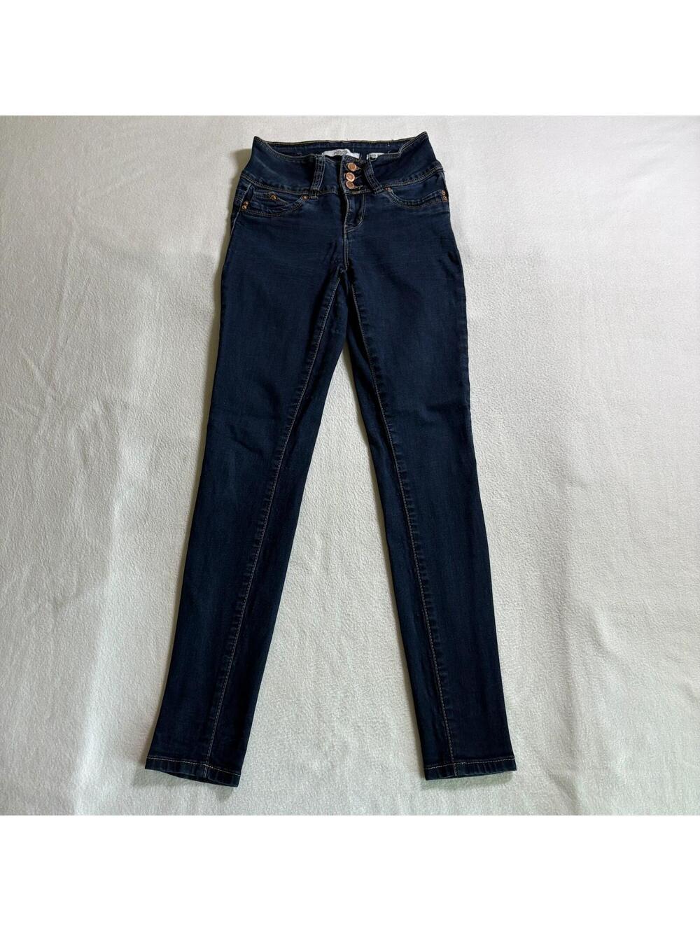Wanna Betta Butt Mid Rise Skinny Jeans YMI 1/25 Fits Like 23X28 Blue Stretch